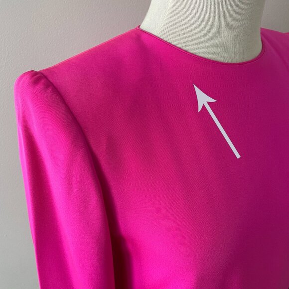 Vintage 80s/90s David Hayes Silk Dress – Hot Pink & Black Colour Block - Picture 11 of 11